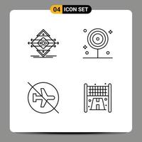 Set of 4 Modern UI Icons Symbols Signs for traffic airport sign food flying Editable Vector Design Elements