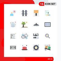 Mobile Interface Flat Color Set of 16 Pictograms of coffee report design invoice presentation Editable Pack of Creative Vector Design Elements