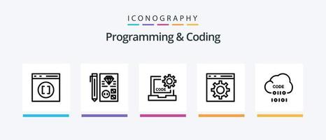 Programming And Coding Line 5 Icon Pack Including develop. cloud. development. programming. development. Creative Icons Design vector