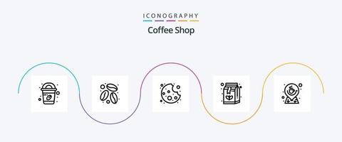 paquete de iconos de la línea 5 de la cafetería que incluye mapa. dirección. alimento. taza. beber vector