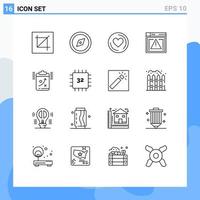 16 Creative Icons Modern Signs and Symbols of strategy clipboard heart error computing Editable Vector Design Elements