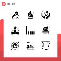 9 Universal Solid Glyphs Set for Web and Mobile Applications signal connection finance temperature plumber Editable Vector Design Elements