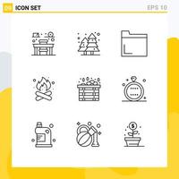 Set of 9 Modern UI Icons Symbols Signs for box spa folder nature fire Editable Vector Design Elements