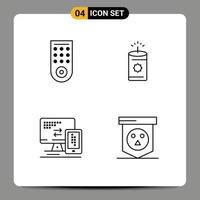 4 Thematic Vector Filledline Flat Colors and Editable Symbols of control cell candle computer halloween Editable Vector Design Elements