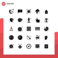 Universal Icon Symbols Group of 25 Modern Solid Glyphs of off tag around server cloud Editable Vector Design Elements