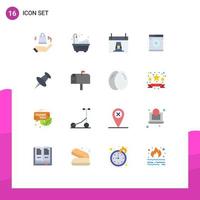 Modern Set of 16 Flat Colors Pictograph of mail pin dinner marker machine Editable Pack of Creative Vector Design Elements