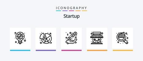 Startup Line 5 Icon Pack Including images. shop. graph. market store. pie. Creative Icons Design vector