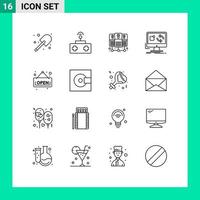 Outline Pack of 16 Universal Symbols of board sync database server install app Editable Vector Design Elements