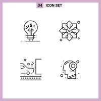4 User Interface Line Pack of modern Signs and Symbols of fintech innovation accident idea design road Editable Vector Design Elements