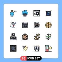 16 iconos creativos signos y símbolos modernos de programación de dirección del navegador hacia arriba y hacia abajo elementos de diseño de vectores creativos editables