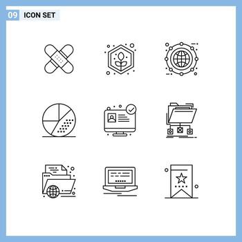 User Interface Pack of 9 Basic Outlines of optimization engine plant line box Editable Vector Design Elements