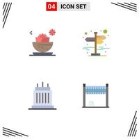 User Interface Pack of 4 Basic Flat Icons of center buildings spa direction landmarks Editable Vector Design Elements