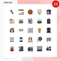 Pictogram Set of 25 Simple Filled line Flat Colors of basic light sort basket ball play Editable Vector Design Elements