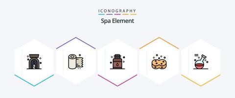 Spa Element 25 FilledLine icon pack including game. wiping. jar. sponges. clean vector