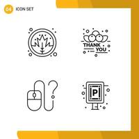 4 iconos creativos signos y símbolos modernos de información de mensaje de acción de gracias de contacto de hoja elementos de diseño vectorial editables vector