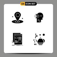 4 Universal Solid Glyphs Set for Web and Mobile Applications location newspaper wait male paper Editable Vector Design Elements