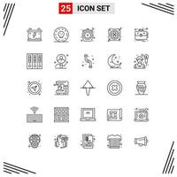 Modern Set of 25 Lines and symbols such as business hardware chrono fan timer Editable Vector Design Elements