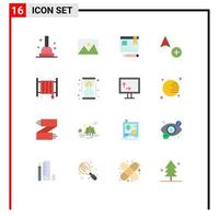 Group of 16 Flat Colors Signs and Symbols for fire alarm browser cursor add Editable Pack of Creative Vector Design Elements