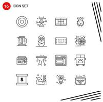 16 Thematic Vector Outlines and Editable Symbols of machine boiler genetic research spring insect Editable Vector Design Elements