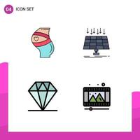 4 Universal Filledline Flat Color Signs Symbols of belt smart city pregnant panel diamond Editable Vector Design Elements