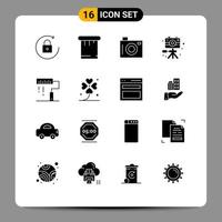 Modern Set of 16 Solid Glyphs Pictograph of paint design picnic coding hobbies Editable Vector Design Elements