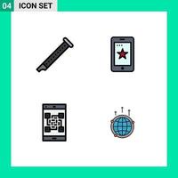 Set of 4 Modern UI Icons Symbols Signs for audio code music phone qr Editable Vector Design Elements