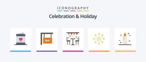 paquete de iconos de 5 pisos de celebración y vacaciones que incluye velas. día festivo. celebracion. Fuegos artificiales. fiesta. diseño de iconos creativos vector