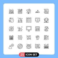 Universal Icon Symbols Group of 25 Modern Lines of flag mountain settings success nature Editable Vector Design Elements