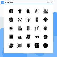 Universal Icon Symbols Group of 25 Modern Solid Glyphs of gear cyber monday gadget present jogging Editable Vector Design Elements