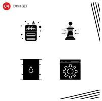 Group of 4 Modern Solid Glyphs Set for phone strategy wireless business can Editable Vector Design Elements