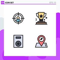 Set of 4 Modern UI Icons Symbols Signs for target electronics achievement prize technology Editable Vector Design Elements