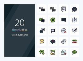 20 Chat line Filled icon for presentation vector