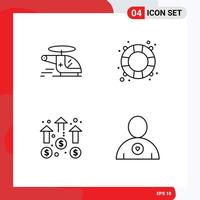 Universal Icon Symbols Group of 4 Modern Filledline Flat Colors of helicopter achievement ambulance safe growth Editable Vector Design Elements