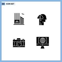 Pictogram Set of Simple Solid Glyphs of building picture borrowing ideas habit computer Editable Vector Design Elements