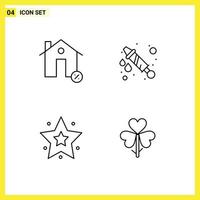 Set of 4 Modern UI Icons Symbols Signs for buildings interface house water gun flower Editable Vector Design Elements