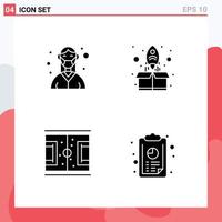 Set of 4 Modern UI Icons Symbols Signs for doctor football medical start playground Editable Vector Design Elements