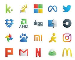 20 Social Media Icon Pack Including photo car twitter uber digg vector