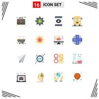 16 User Interface Flat Color Pack of modern Signs and Symbols of energy food smartphone barbecue school Editable Pack of Creative Vector Design Elements