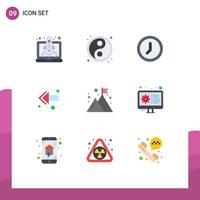 Modern Set of 9 Flat Colors Pictograph of mission company interface business back Editable Vector Design Elements