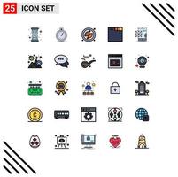 Set of 25 Modern UI Icons Symbols Signs for coding api sport web browser Editable Vector Design Elements