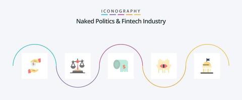 Naked Politics And Fintech Industry Flat 5 Icon Pack Including occult. medium. budget. destiny. finance vector