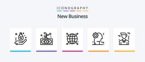 New Business Line 5 Icon Pack Including business. flag. network. business. corporate. Creative Icons Design vector