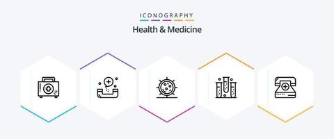 paquete de iconos de 25 líneas de salud y medicina que incluye fitness. sangre. aptitud física. medicamento. forma vector
