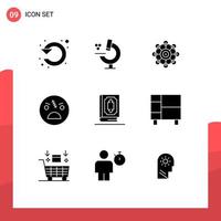 Set of 9 Modern UI Icons Symbols Signs for quran spooky learning scary dead Editable Vector Design Elements