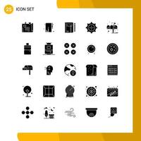 Solid Glyph Pack of 25 Universal Symbols of set devices workbook sketch pad Editable Vector Design Elements