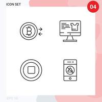 Modern Set of 4 Filledline Flat Colors and symbols such as bitcoin stop computer shopping mute Editable Vector Design Elements