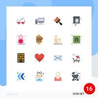 Mobile Interface Flat Color Set of 16 Pictograms of eight location personal book paint Editable Pack of Creative Vector Design Elements