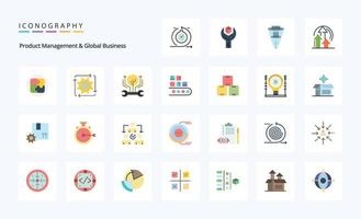 25 Product Managment And Global Business Flat color icon pack vector