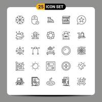 Modern Set of 25 Lines and symbols such as bubble stand boots stall boot Editable Vector Design Elements