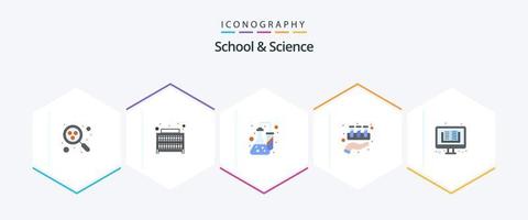 escuela y ciencia 25 paquete de iconos planos que incluye en línea. cuidado. química. tubos químico vector